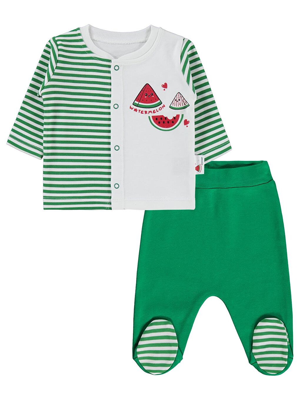 Karpuz Kokulu Önden Açık 1-6 Ay Pijama Takımı - Ekru-3