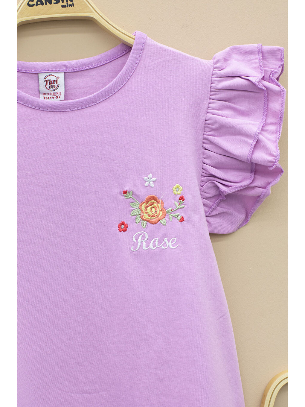 Lila Kolları Fırfırlı Çiçek Desenli Şort Etekli 2'li Takım 20717-1