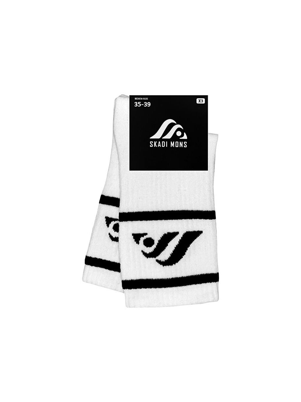 Skadi Mons Beyaz Logo Tennis 2 Pack Unisex Beyaz Çorap - 1