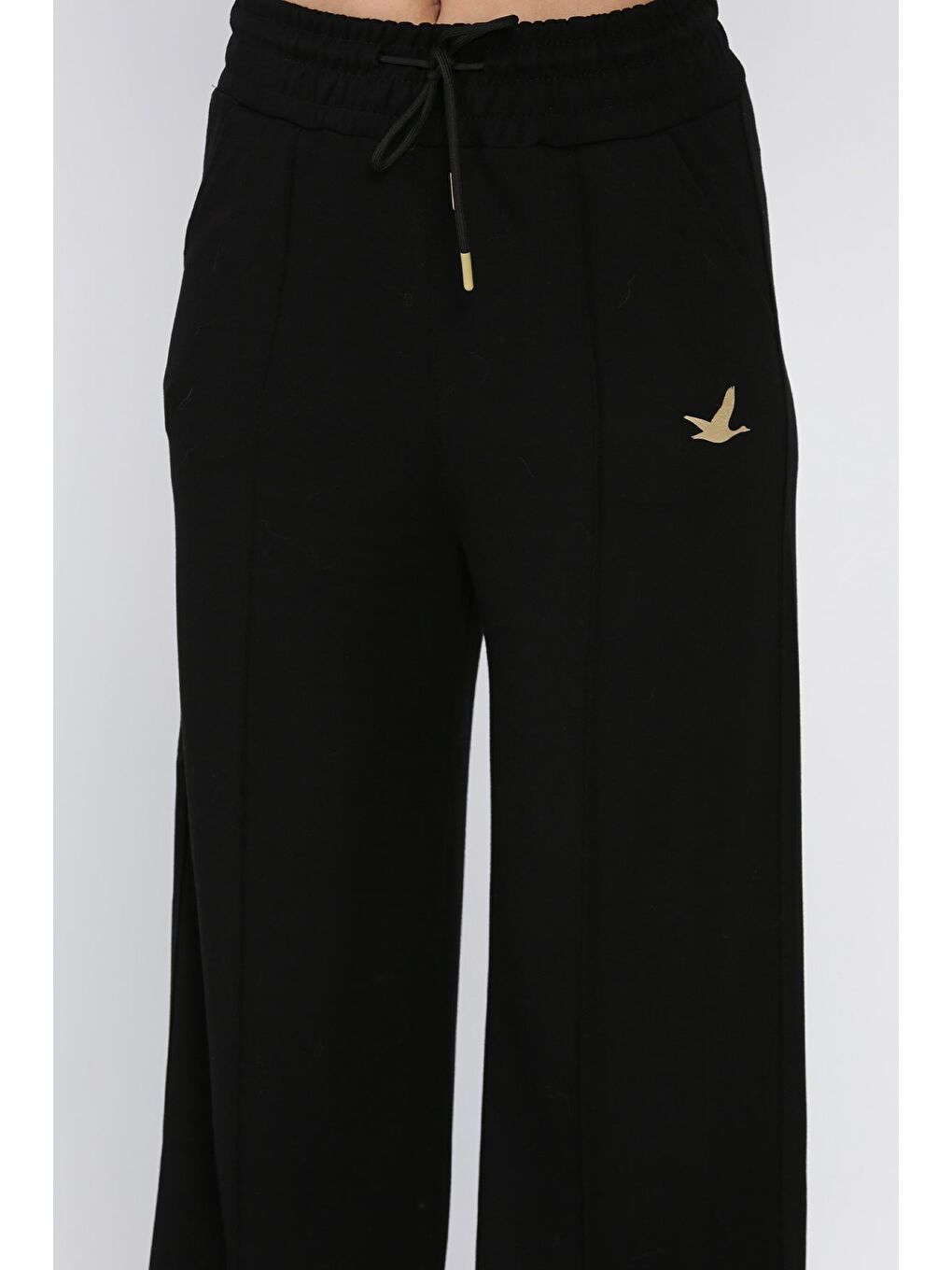 Siyah Kadın Baskılı Bol Paça Eşofman Altı-3