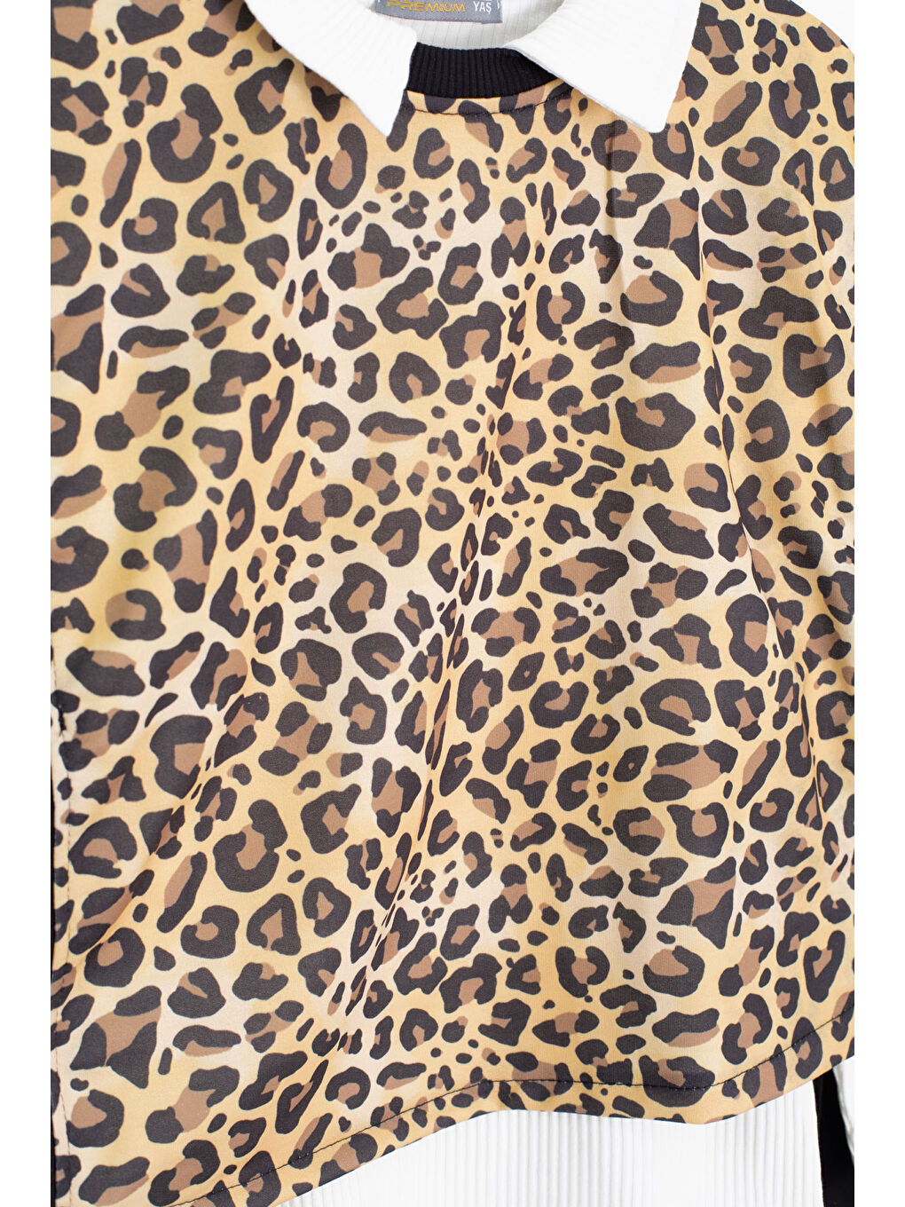 Beyaz Leopar Desenli Süveterli Badili Kız Çocuk Pantolonlu 3lü Takım 20690-1