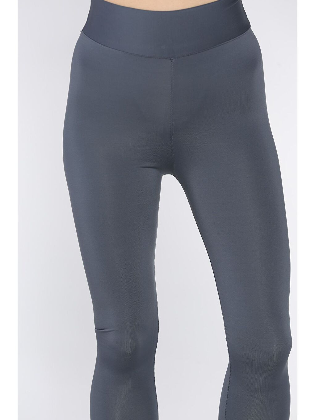 Gri Yüksek Bel Elastanlı Tayt-3