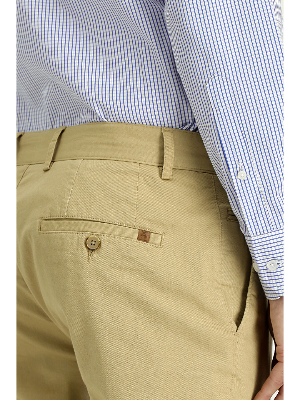 Bej Slim Fit Dar Kesim Elastanlı Kanvas / Chino Pantolon-4