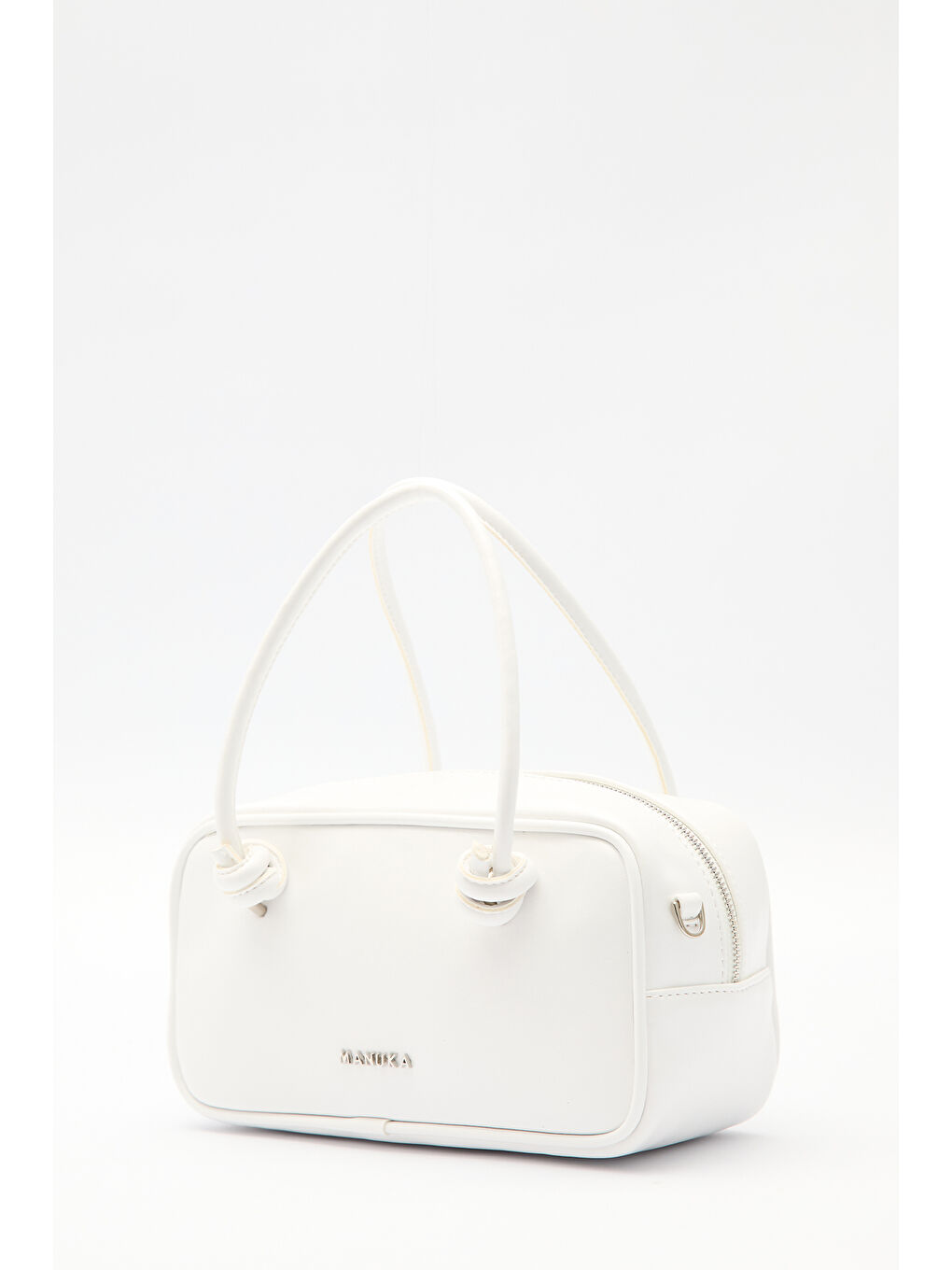 Beyaz Etre Bağlama Detaylı Bowling Çanta Marshmallow-3