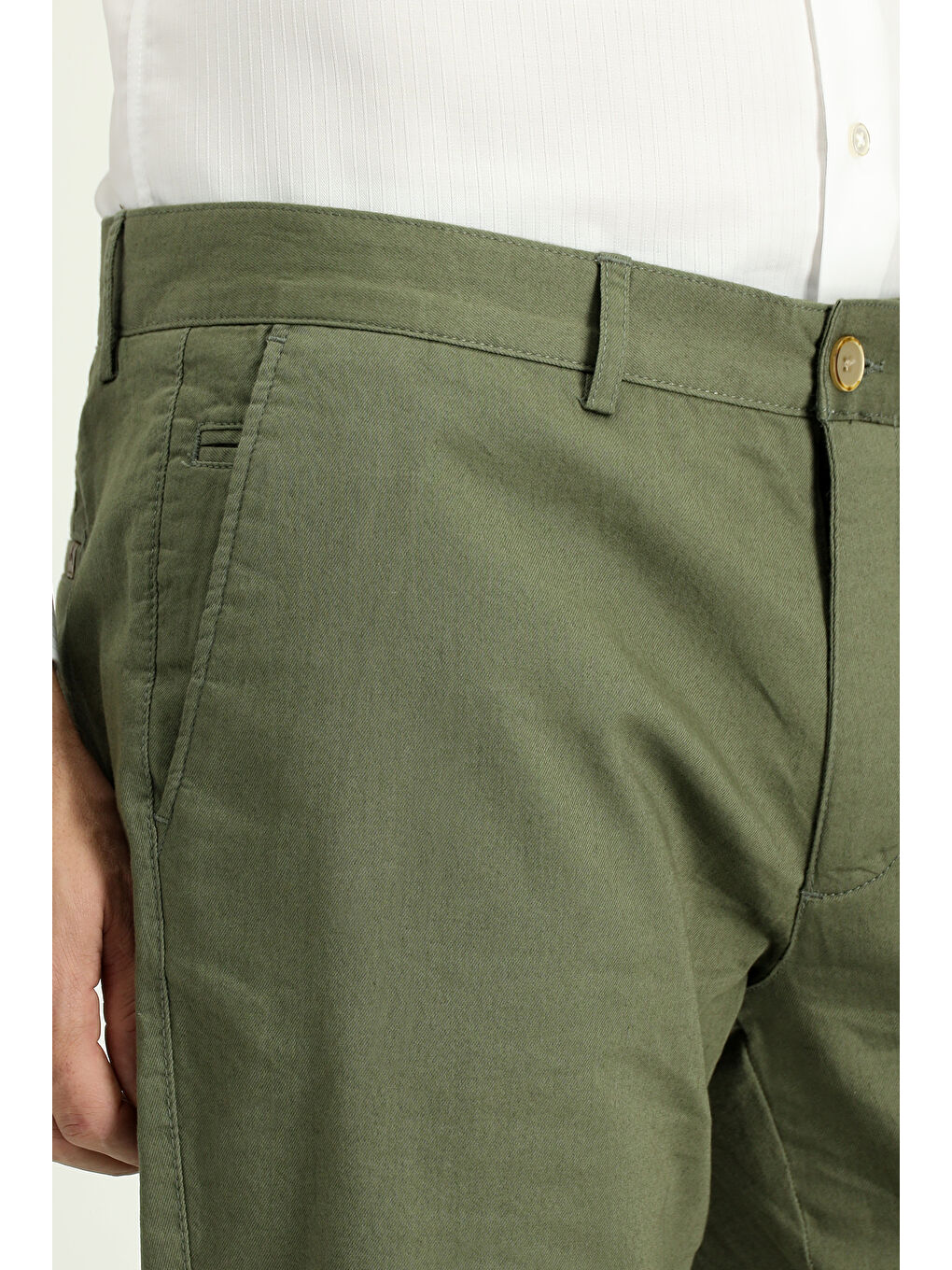 Haki Regular Fit Elastanlı Kanvas / Chino Pantolon-3