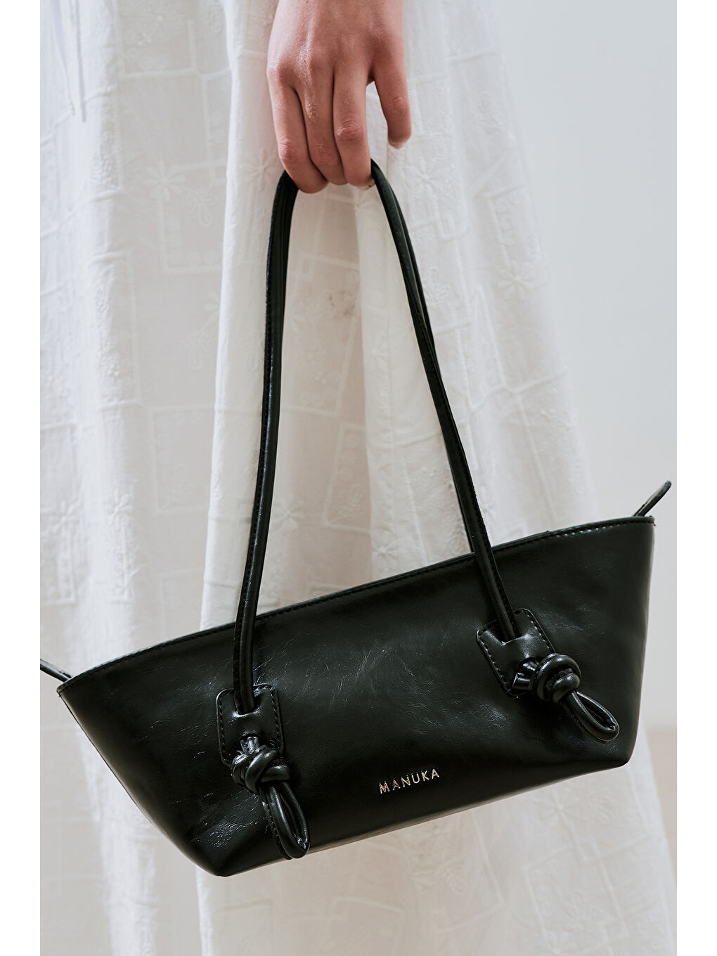 Siyah Bonnıe Bağlama Detaylı Çanta Black Truffle-1