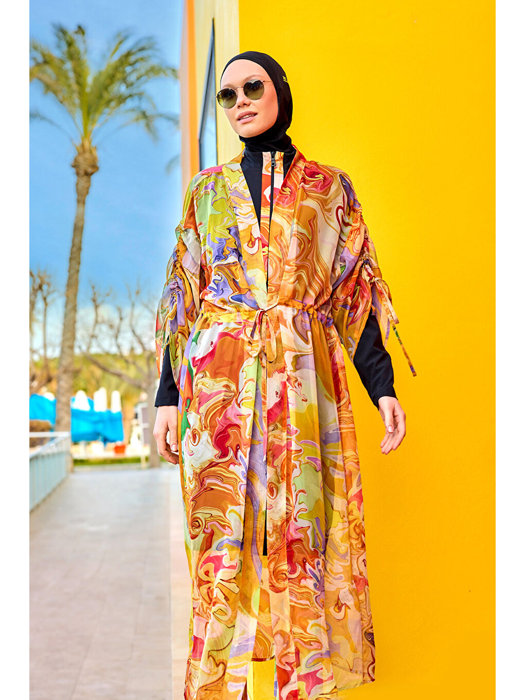 Turuncu Hafif ve Tam Boy Tesettür Plaj Pareosu P2512