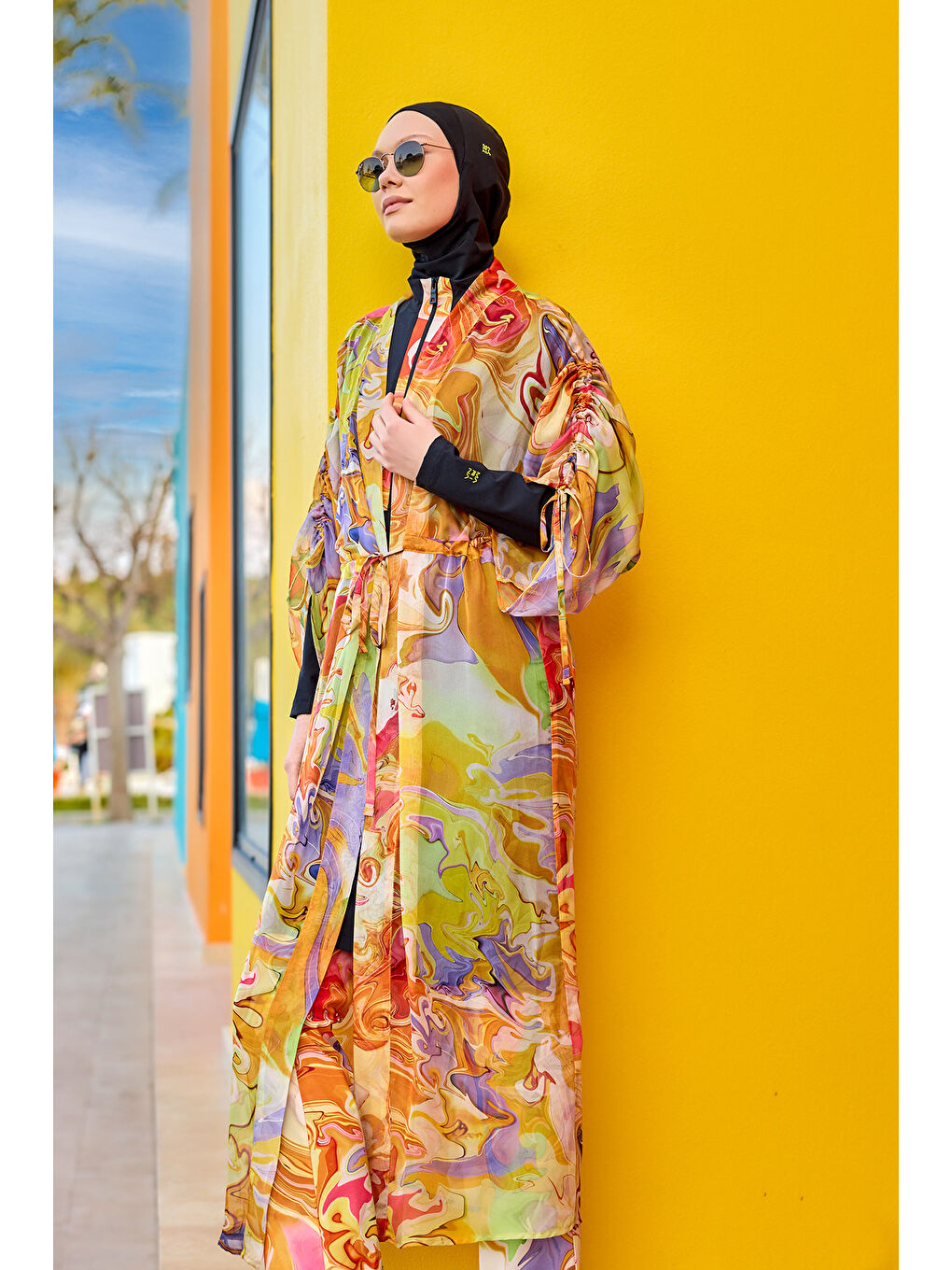 Turuncu Hafif ve Tam Boy Tesettür Plaj Pareosu P2512-2