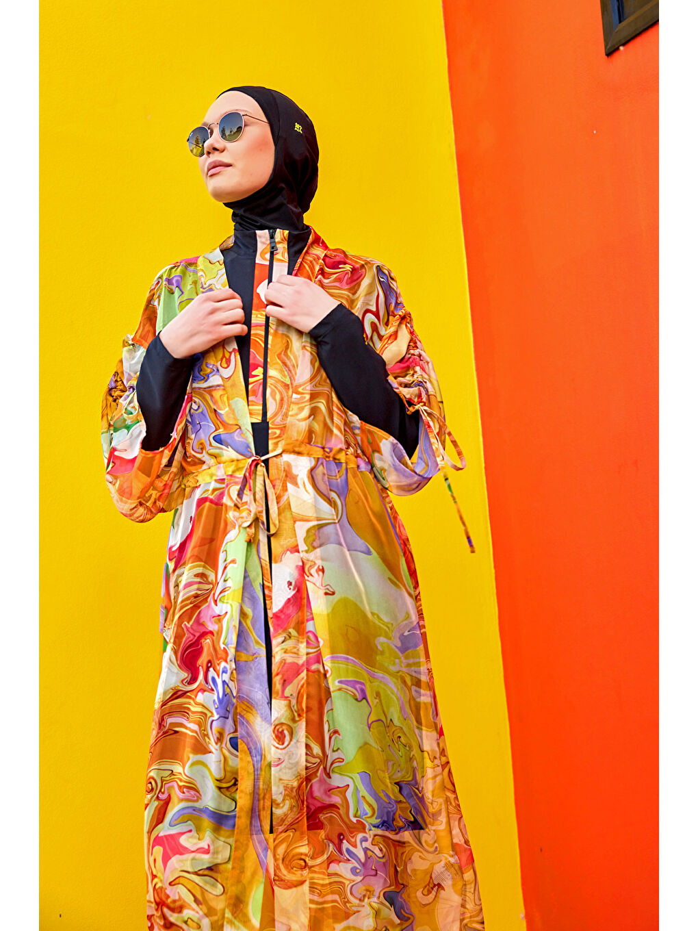 Turuncu Hafif ve Tam Boy Tesettür Plaj Pareosu P2512-4