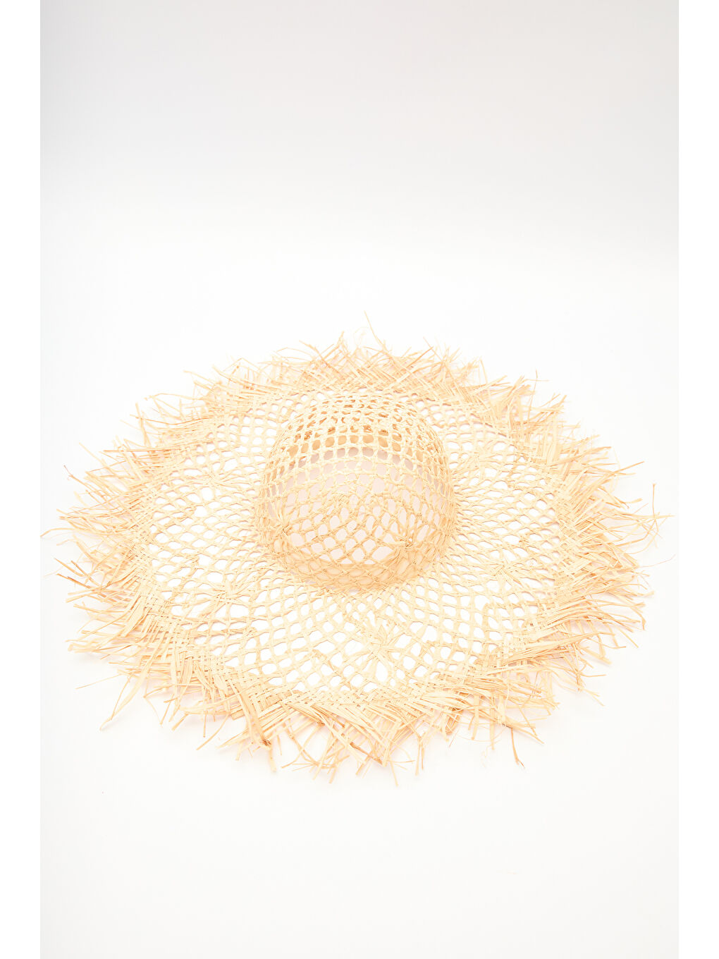 Desenli Hasır Şapka Bej