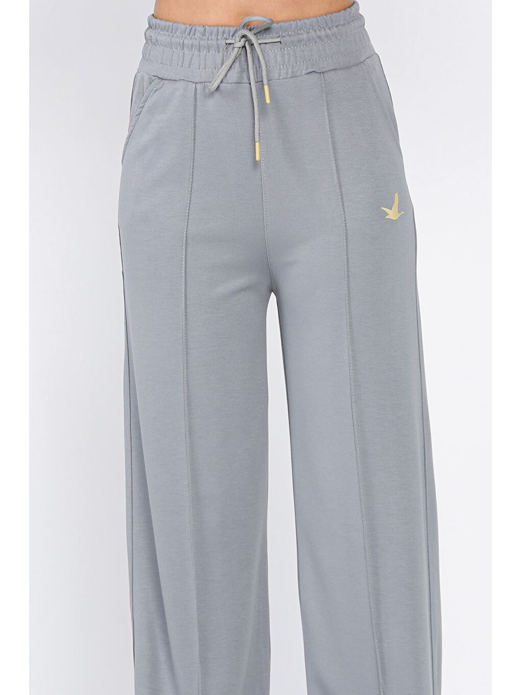 Gri Kadın Baskılı Bol Paça Eşofman Altı-3