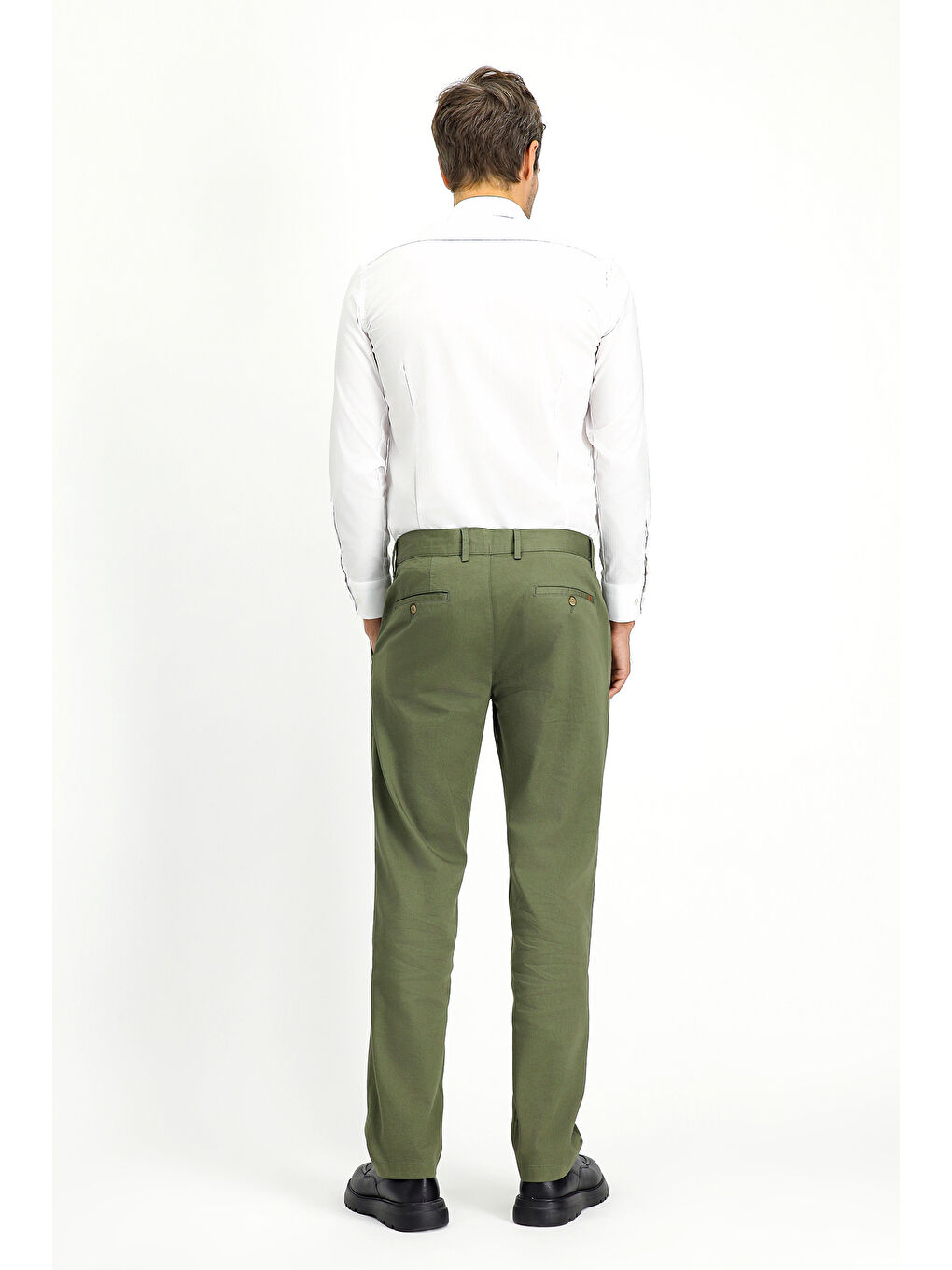 Haki Relaxed Fit Rahat Kesim Elastanlı Kanvas / Chino Pantolon-4