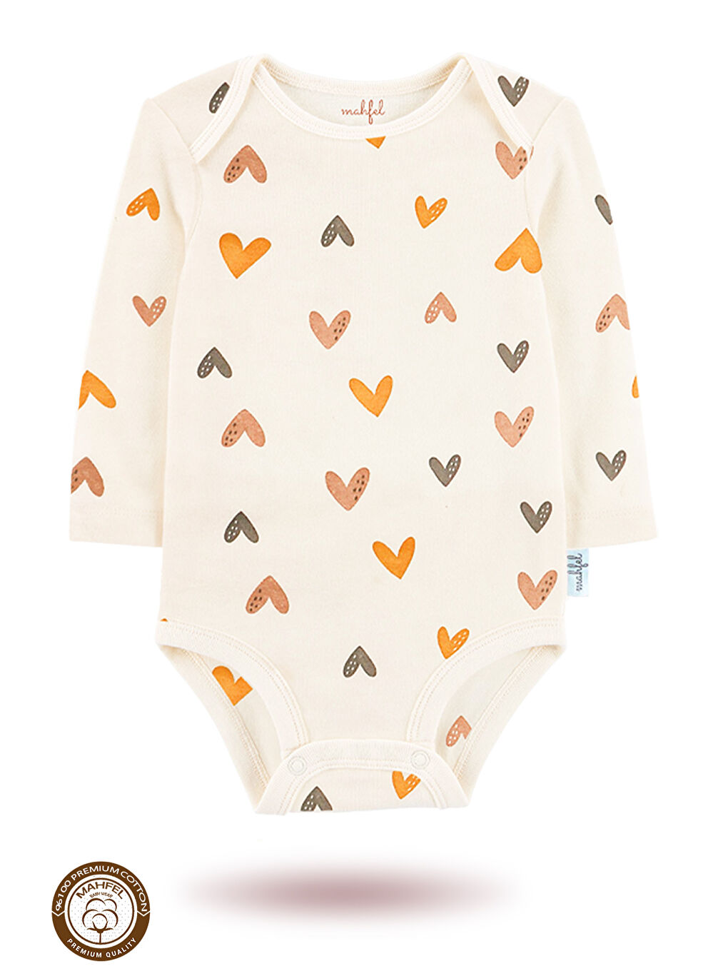 Bej 3 lü  100 Pamuklu Organik Baskılı Çıtçıtlı Bebek Body Zıbın-3