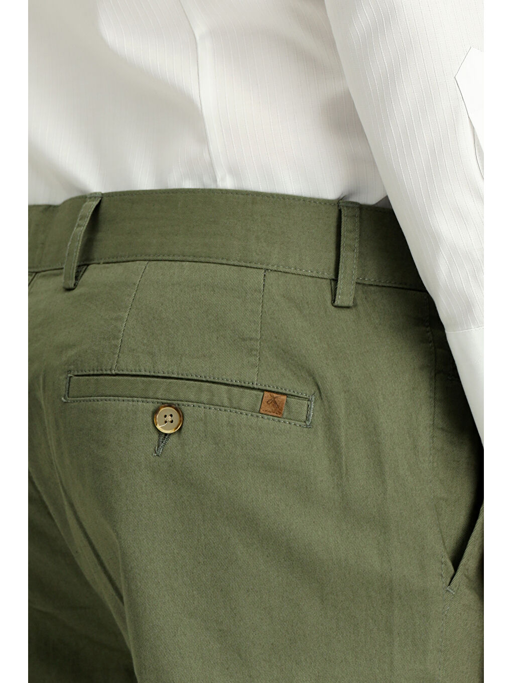 Haki Relaxed Fit Rahat Kesim Elastanlı Kanvas / Chino Pantolon-5