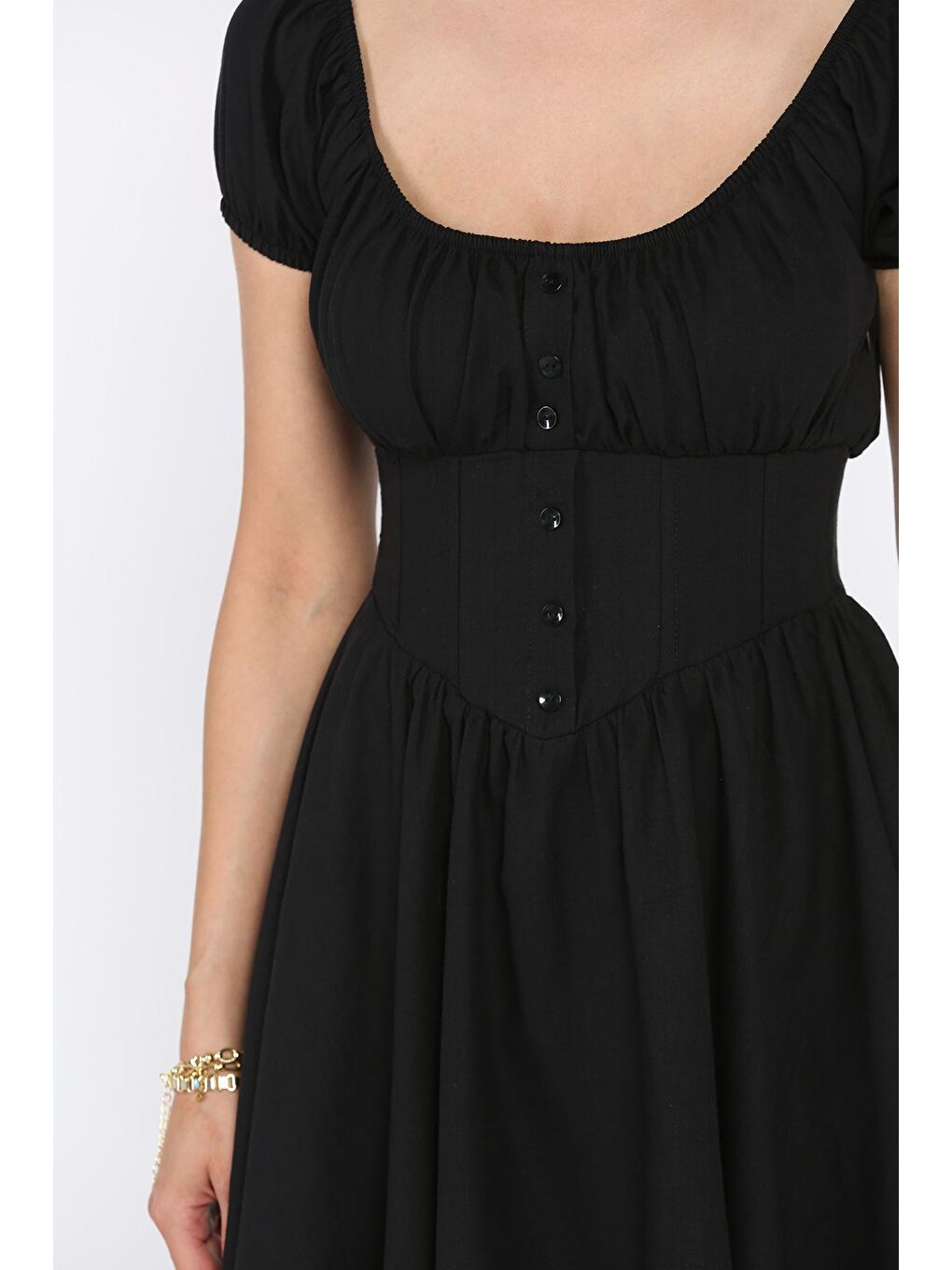 Siyah Beli Korseli Kadın Elbise-3