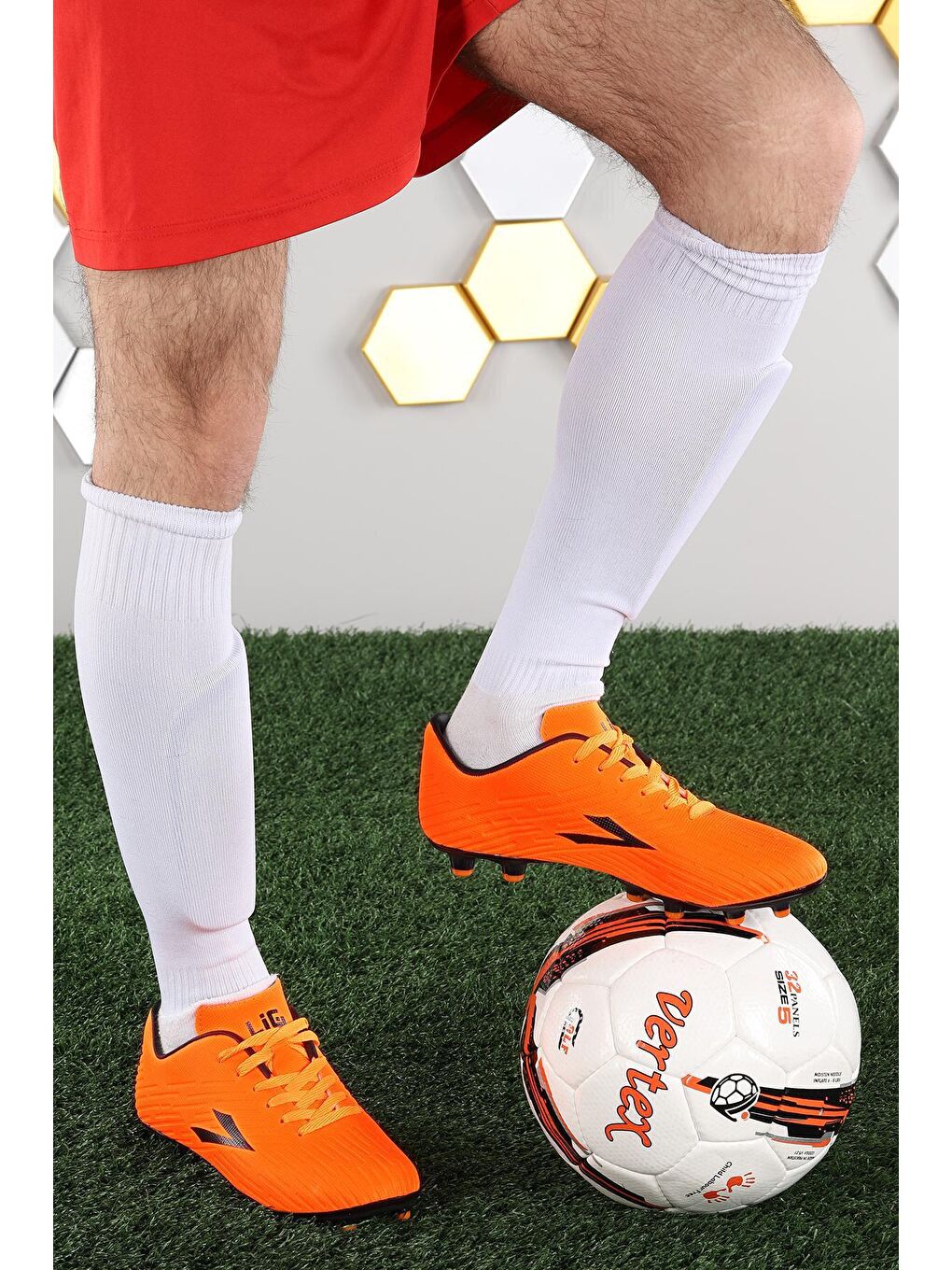 Turuncu Aras KM Krampon Çim Saha Erkek Spor Futbol Ayakkabısı-1