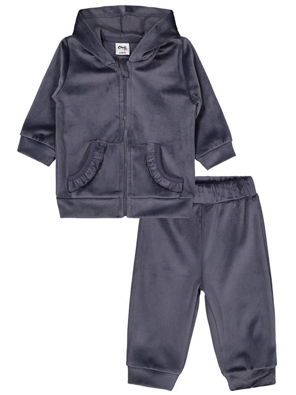 Baby Kapüşonlu 6-18 Ay Takım - Gri 18-24 Ay