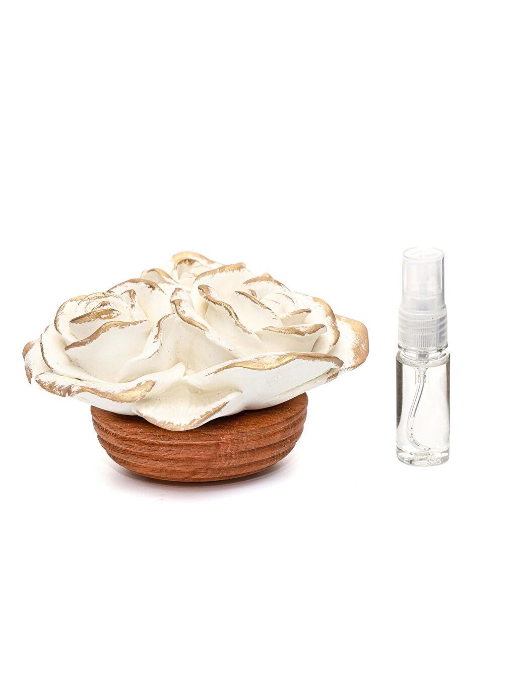 Ekru Gold Detaylı Black Vanilya Kokulu Büyük Seramik Gül Buketi-1