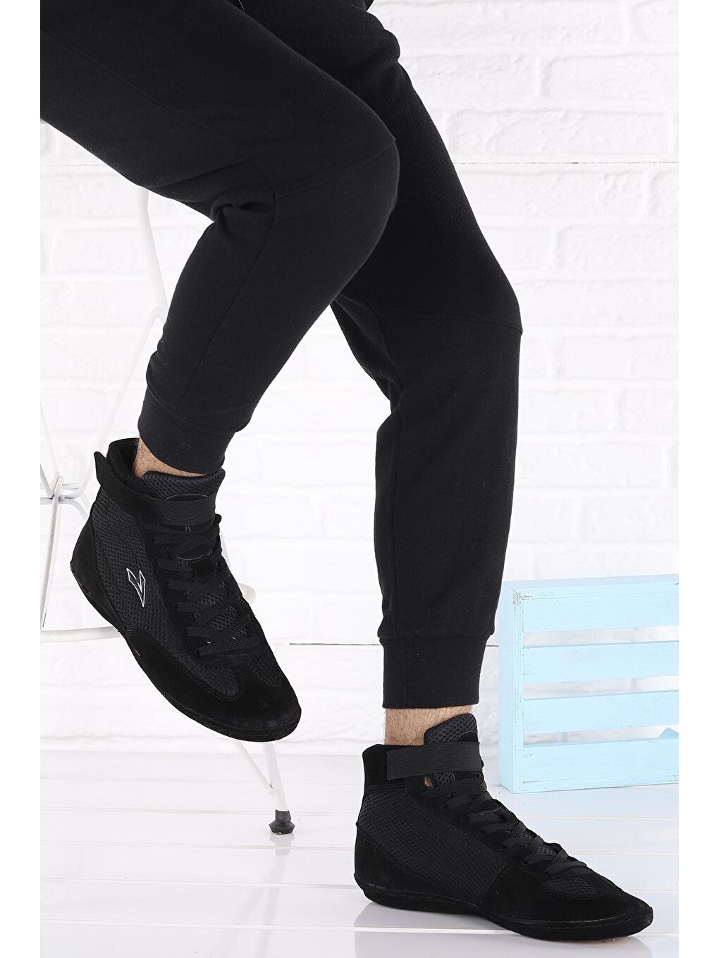 Siyah 70 Güreş Boks Erkek Salon Spor Deri Ayakkabı-2