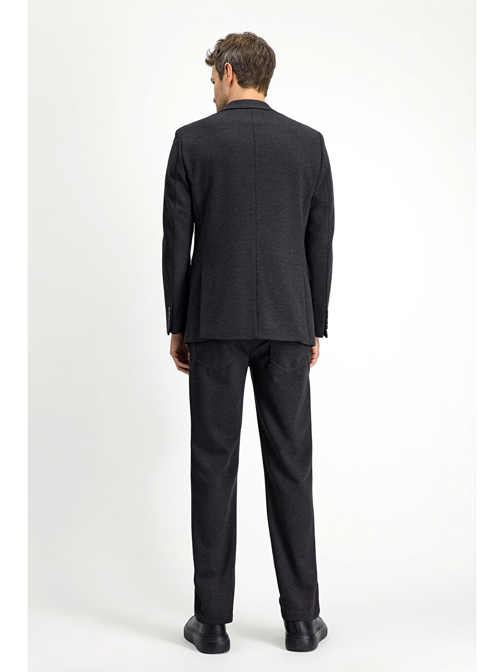 Antrasit Slim Fit Dar Kesim Elastanlı Örme Klasik Kumaş Pantolon-4