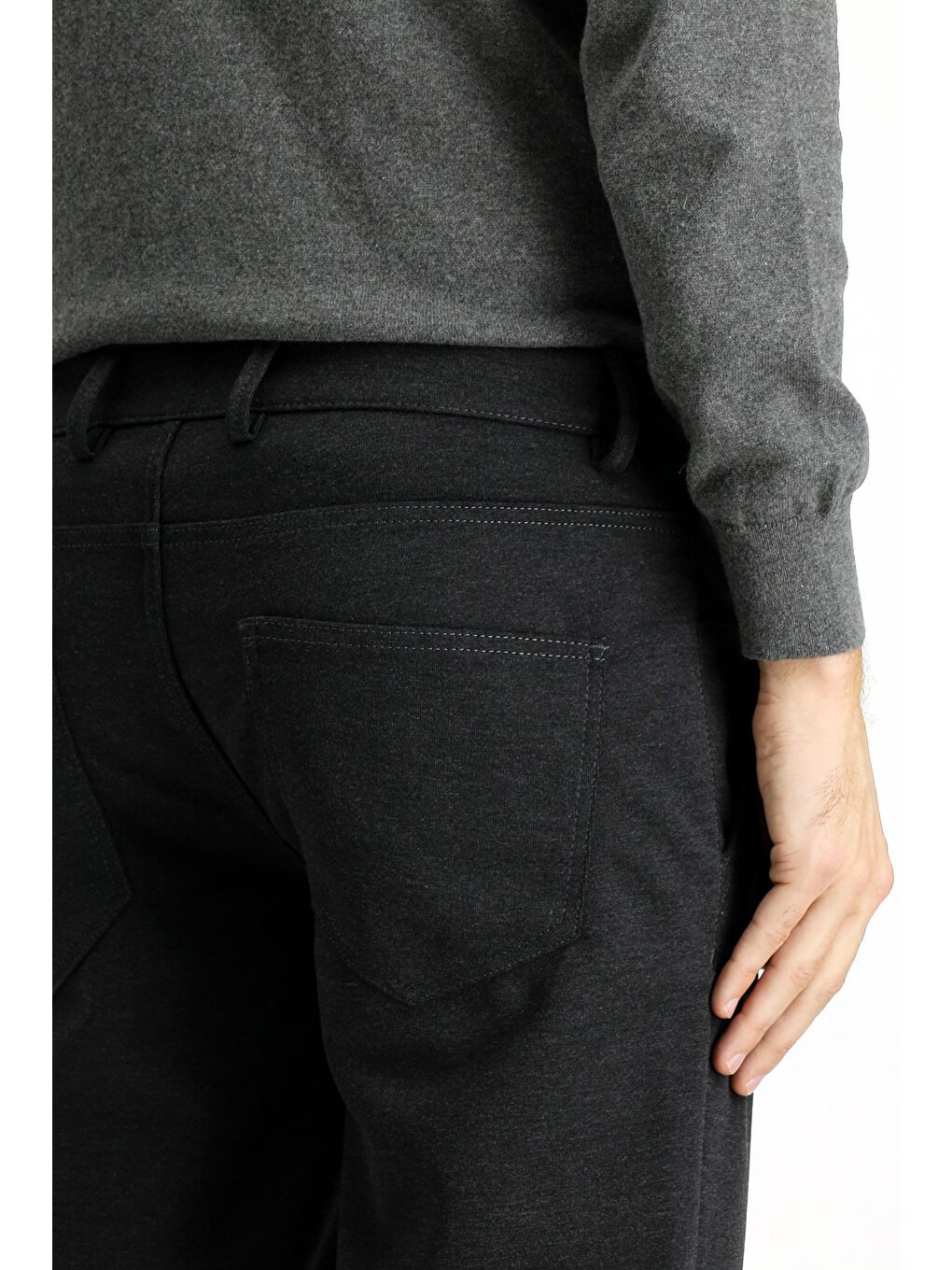 Antrasit Slim Fit Dar Kesim Elastanlı Örme Klasik Kumaş Pantolon-6