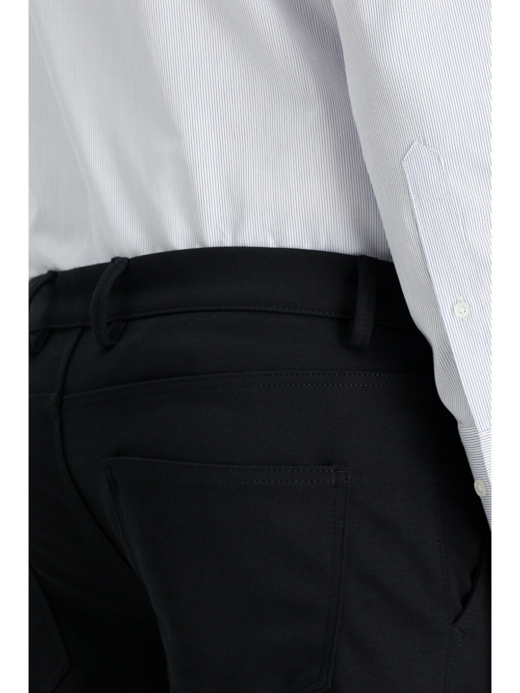 Lacivert Slim Fit Dar Kesim Elastanlı Örme Klasik Kumaş Pantolon-4