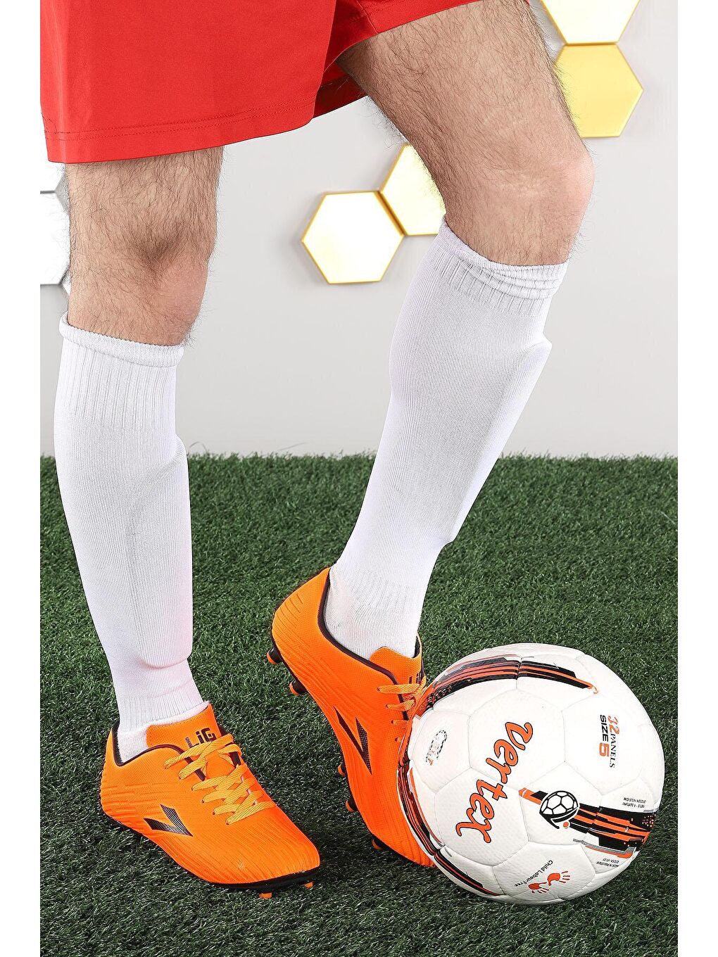 Turuncu Aras KM Krampon Çim Saha Erkek Spor Futbol Ayakkabısı-2