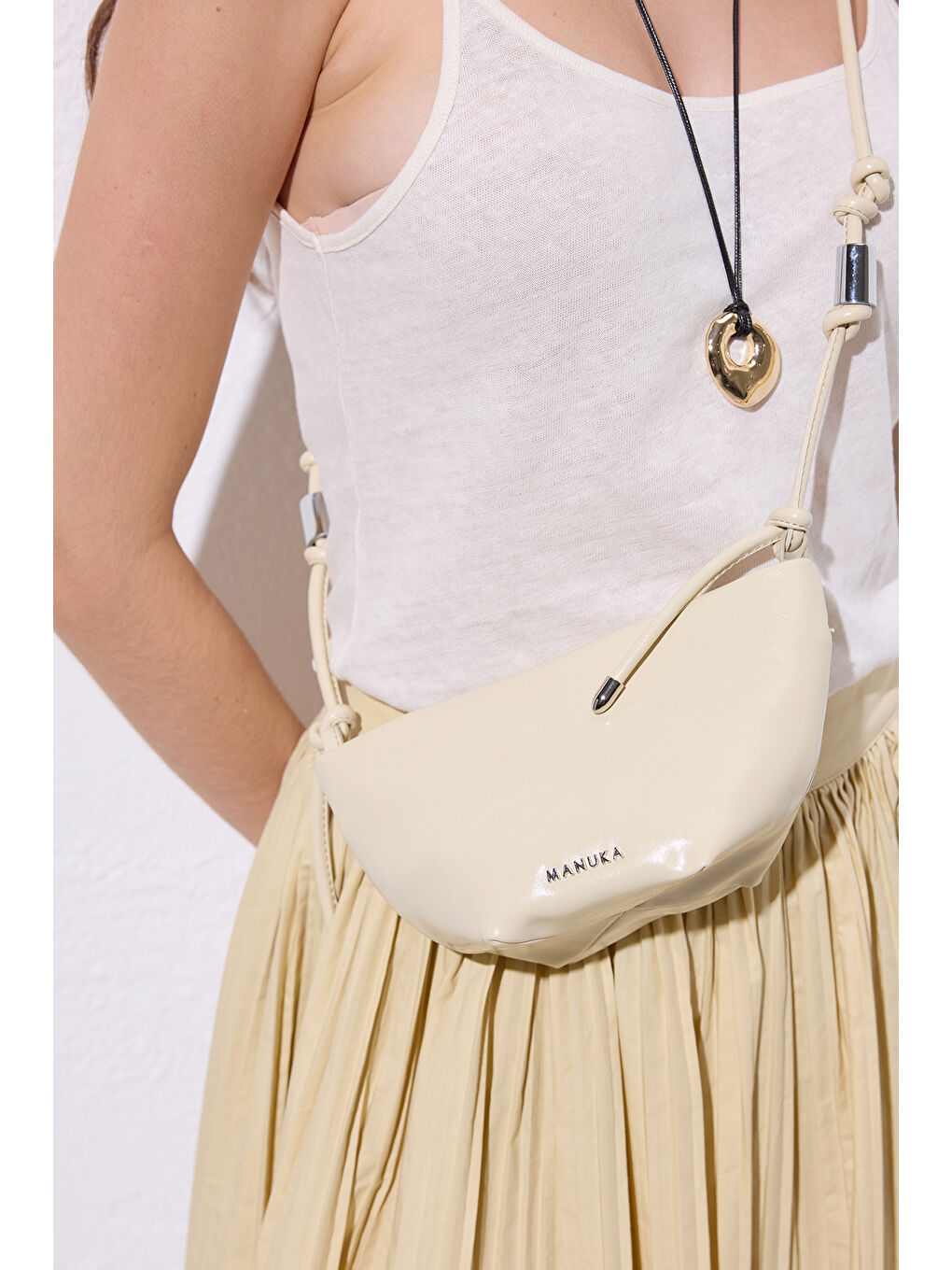 Sarı Elora Bağlama Detaylı Çanta Butter Yellow-4