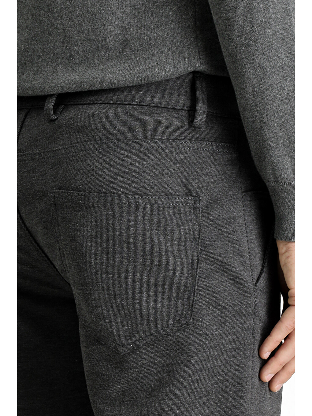 Antrasit Slim Fit Dar Kesim Elastanlı Örme Klasik Kumaş Pantolon-6