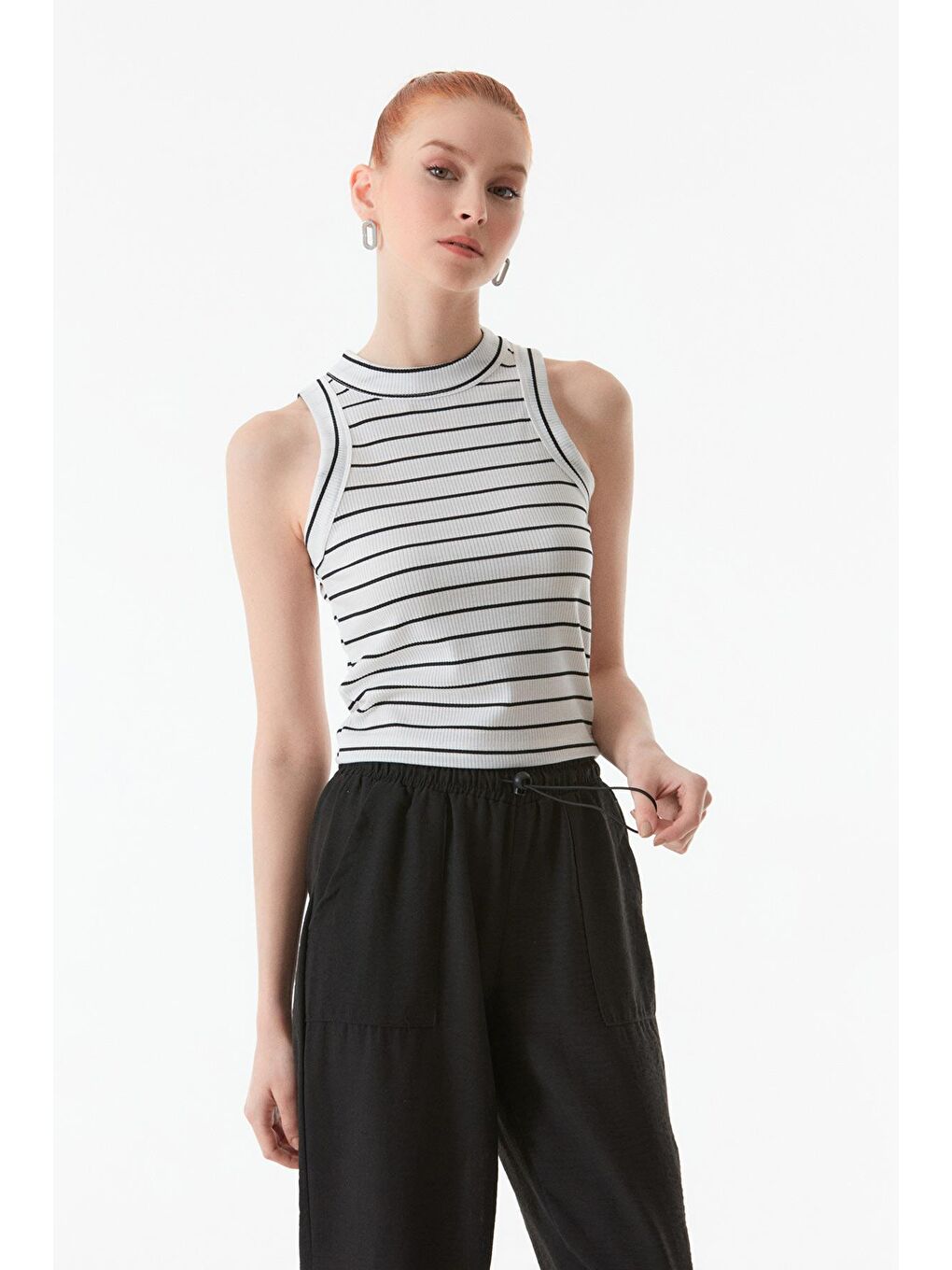 Siyah Çizgili Bisiklet Yaka Body-1
