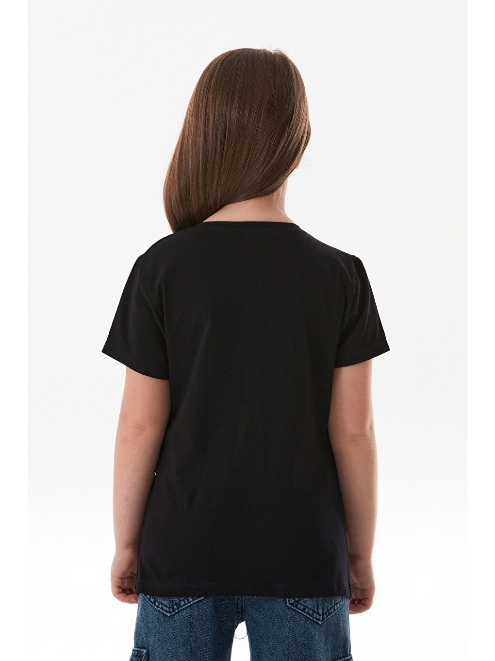 Siyah %100 Pamuk Today Baskılı Kız Çocuk Tişört-3