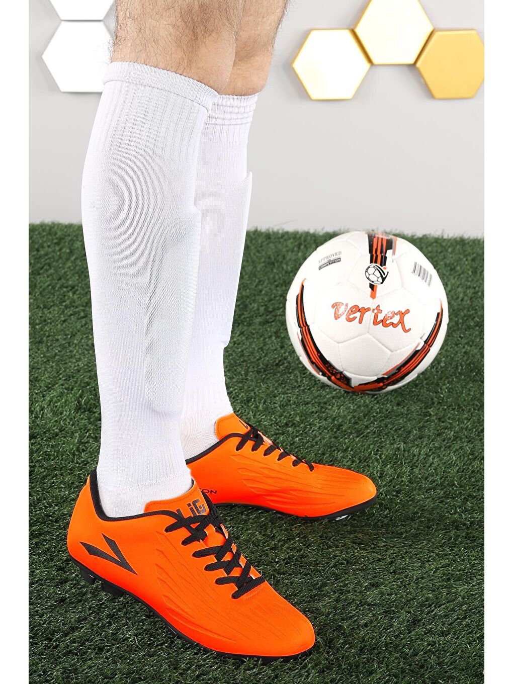 Turuncu Falcon Erkek Krampon Futbol Ayakkabısı