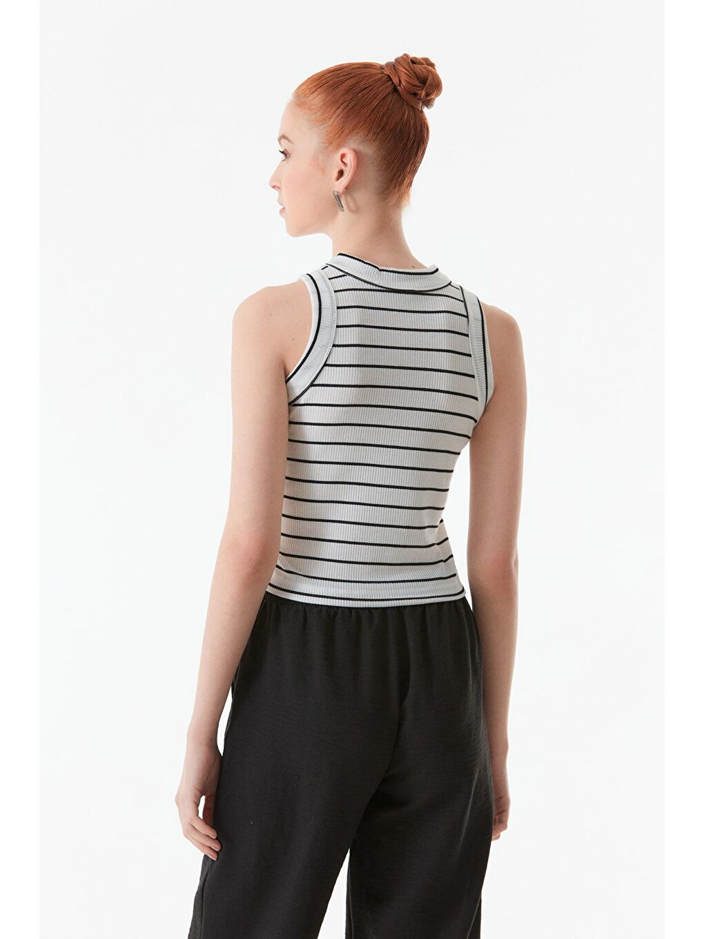 Siyah Çizgili Bisiklet Yaka Body-2