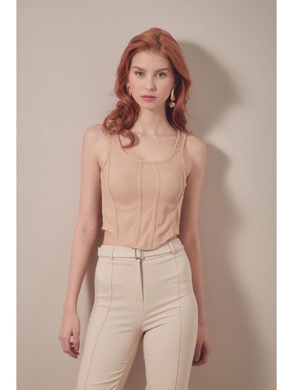 Sarı Askılı U Yaka Crop Body-1