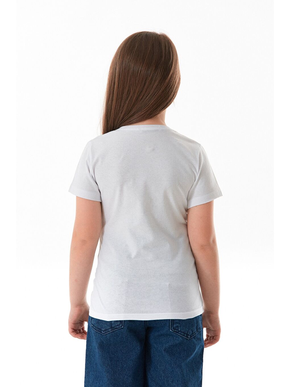 Beyaz %100 Pamuk Çiçek Baskılı Kız Çocuk Tişört-3