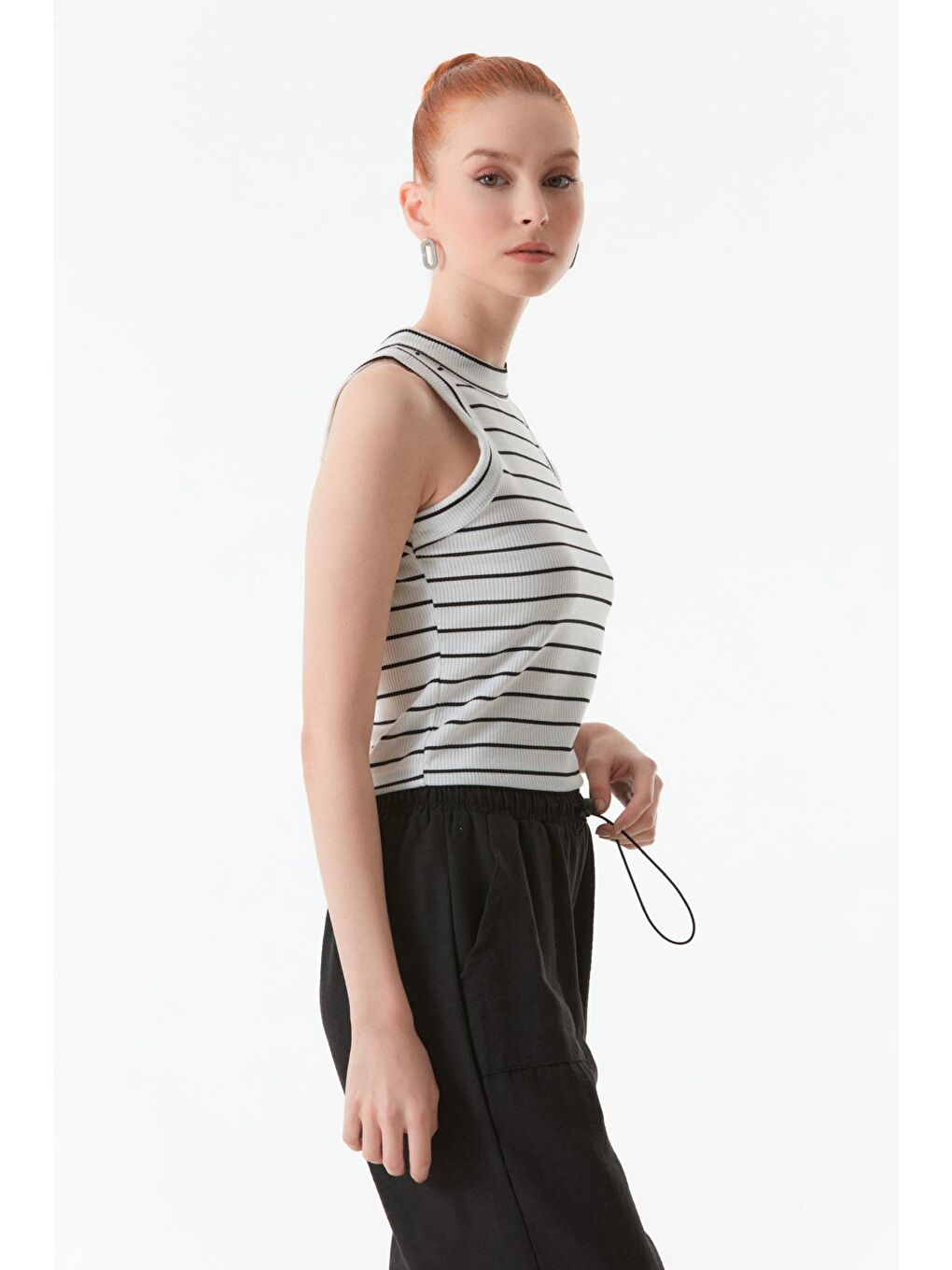 Siyah Çizgili Bisiklet Yaka Body-3