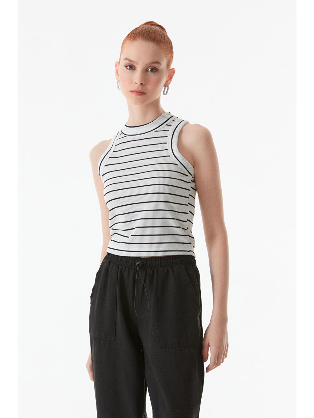 Siyah Çizgili Bisiklet Yaka Body-4