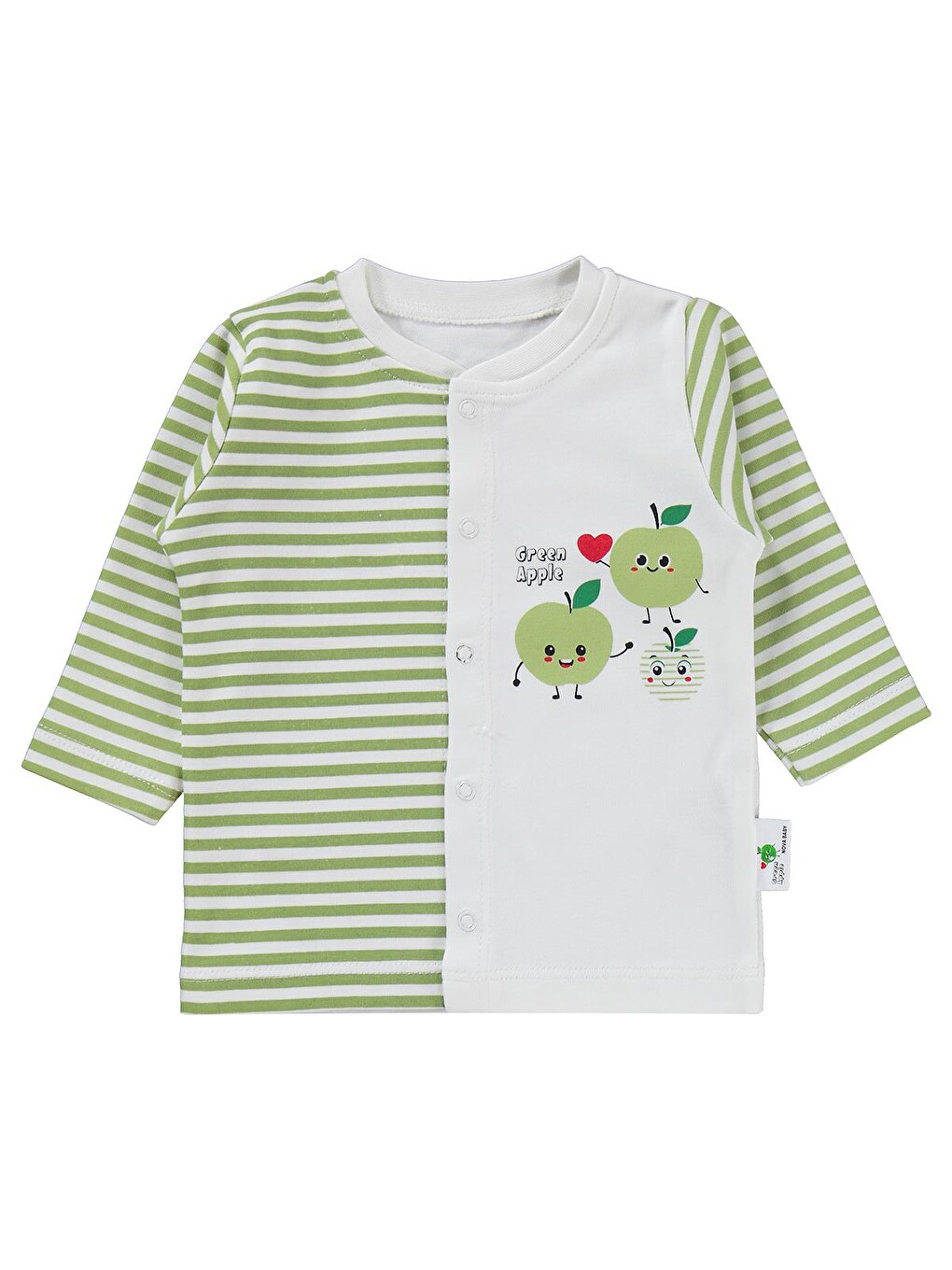 Yeşil Elma Kokulu Önden Açık 1-6 Ay Pijama Takımı - Ekru-1