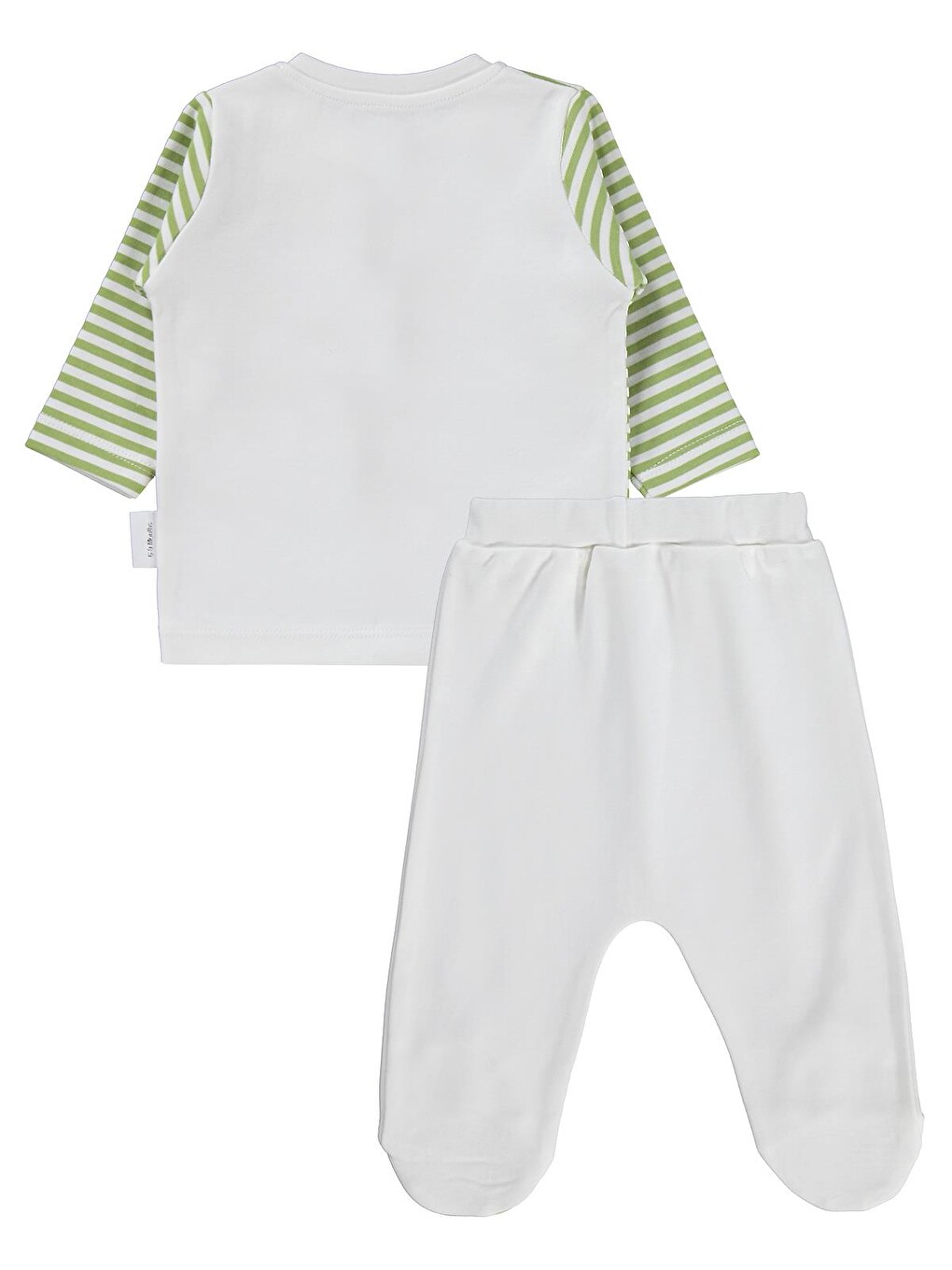 Yeşil Elma Kokulu Önden Açık 1-6 Ay Pijama Takımı - Ekru-2