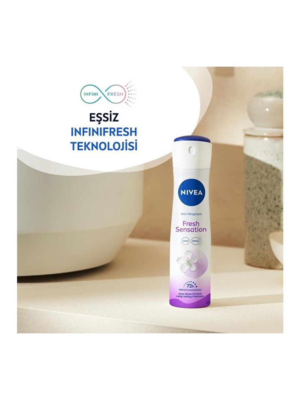 NIVEA Kadın Sprey Deodorant Fresh Sensation 150 ml X3 Adet, 72 Saat Anti-Perspirant Koruma - 2