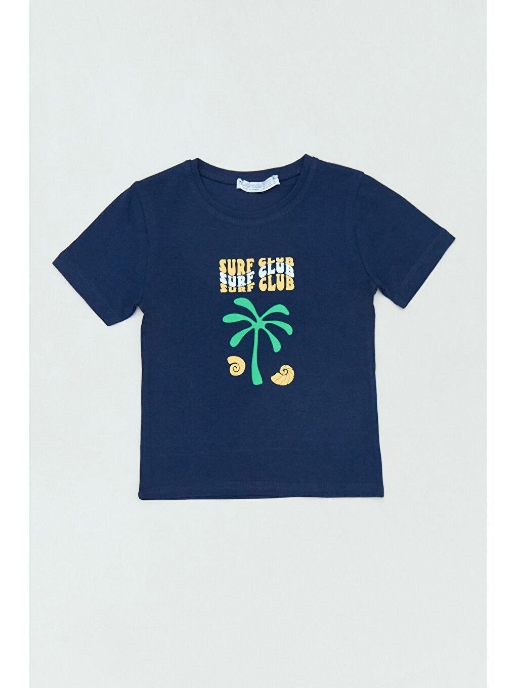 Lacivert %100 Pamuk Surf Club Yazı Baskılı Kız Çocuk Tişört
