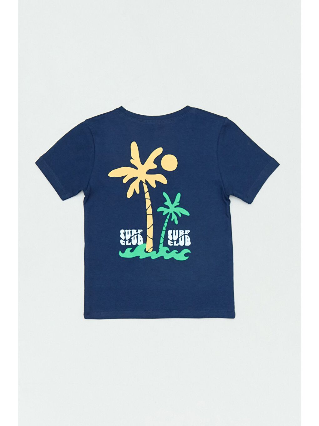 Lacivert %100 Pamuk Surf Club Yazı Baskılı Kız Çocuk Tişört-1
