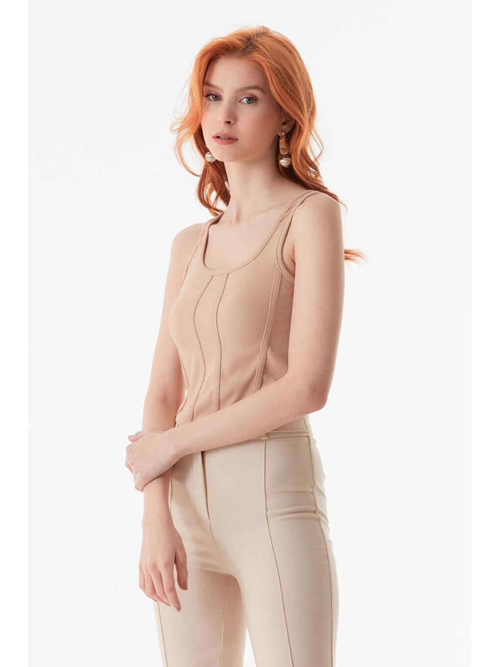 Sarı Askılı U Yaka Crop Body-4