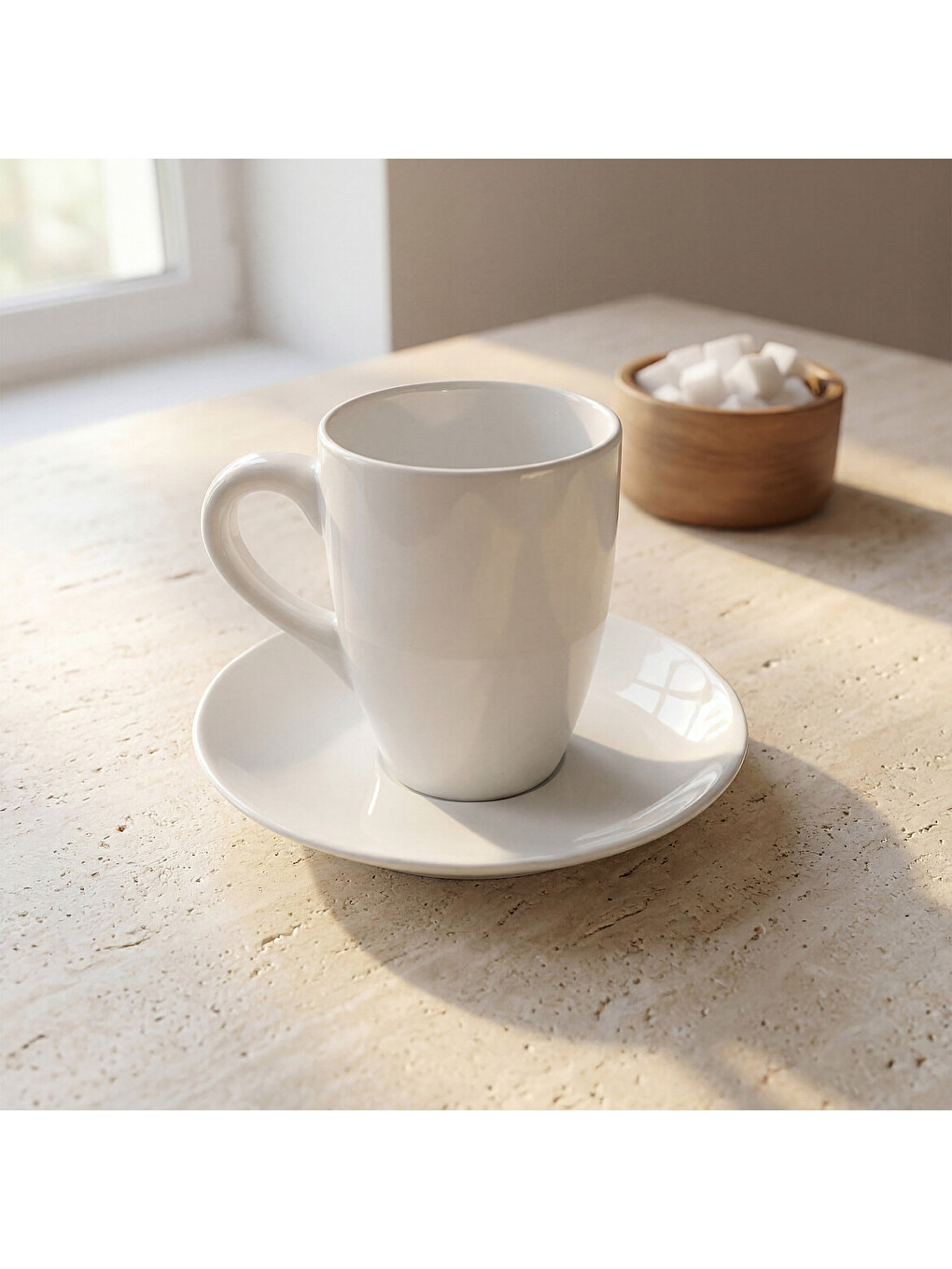 Ekru Venedik 2 Parça Tabaklı Mug Bardak-3