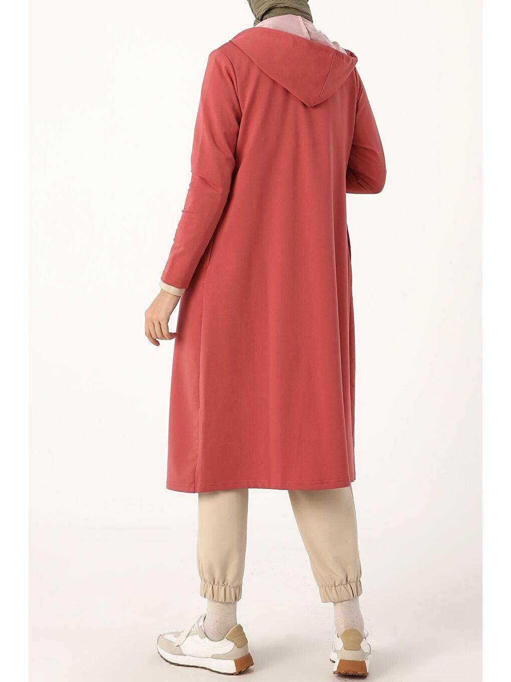 Pembe Gül Baskılı Kapüşonlu Hırka-3