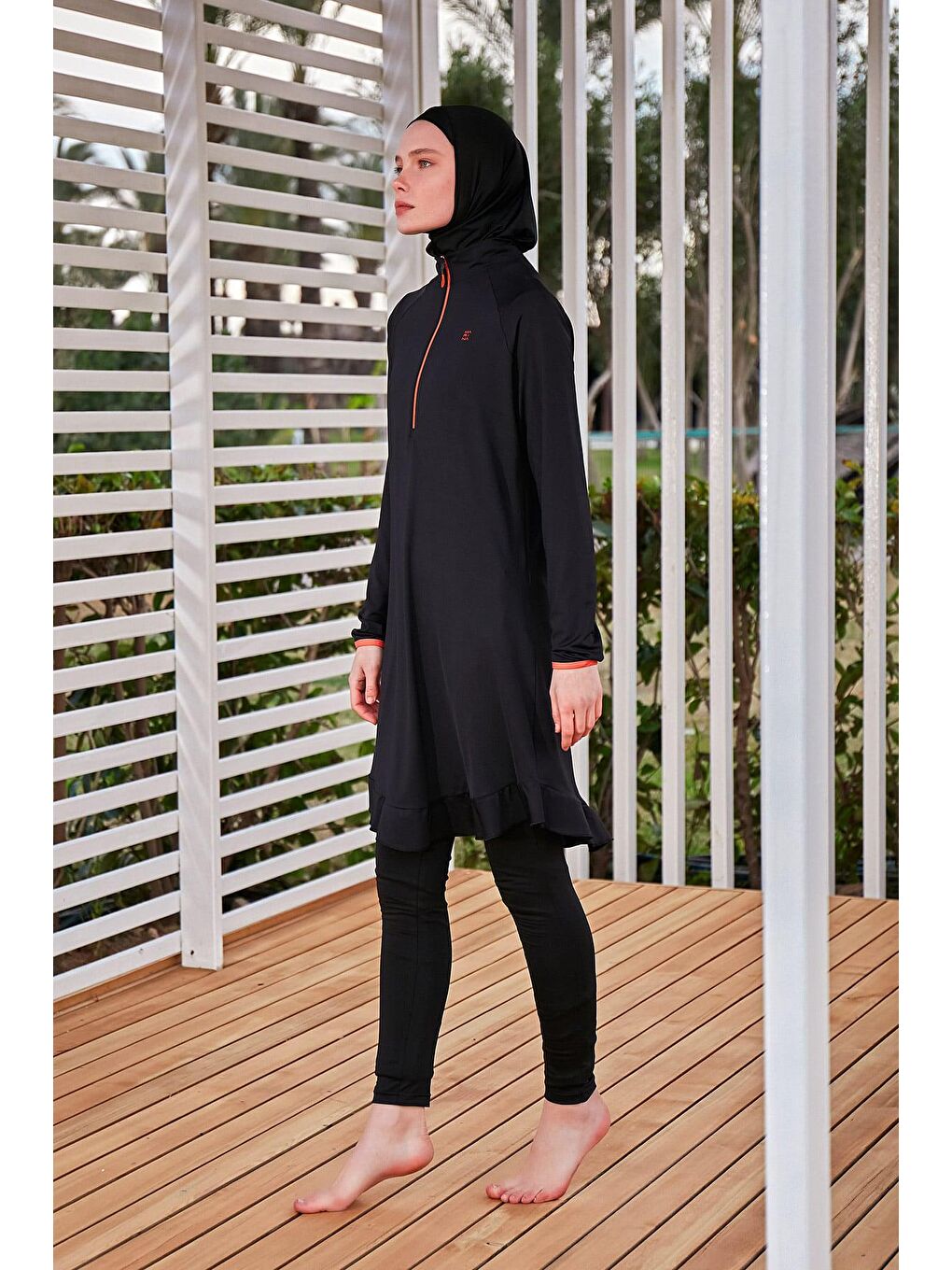 Elastanlı Siyah Tam Kapalı Tesettür Mayo M2476-3