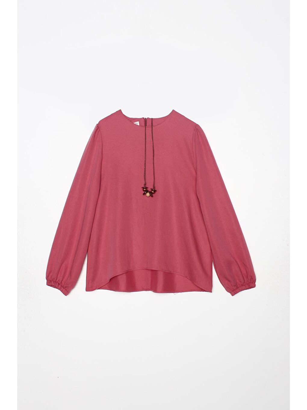 Pembe Gül Kolyeli Büzgülü Kollu Rahat Kalıp Etekli Takım-4