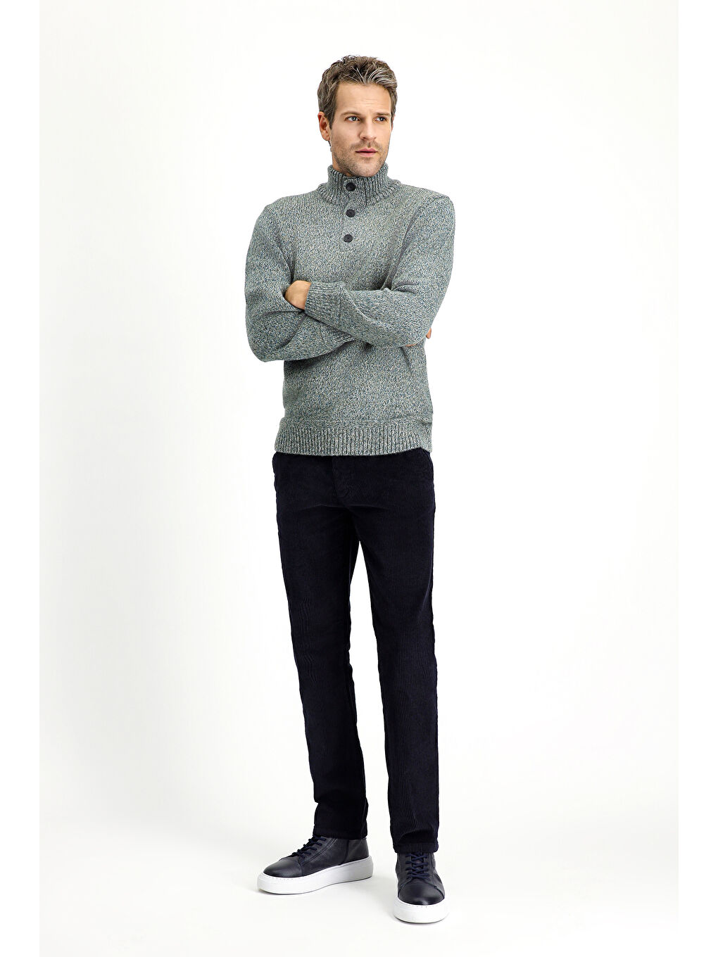 Lacivert Regular Fit Pamuk Kadife Pantolon