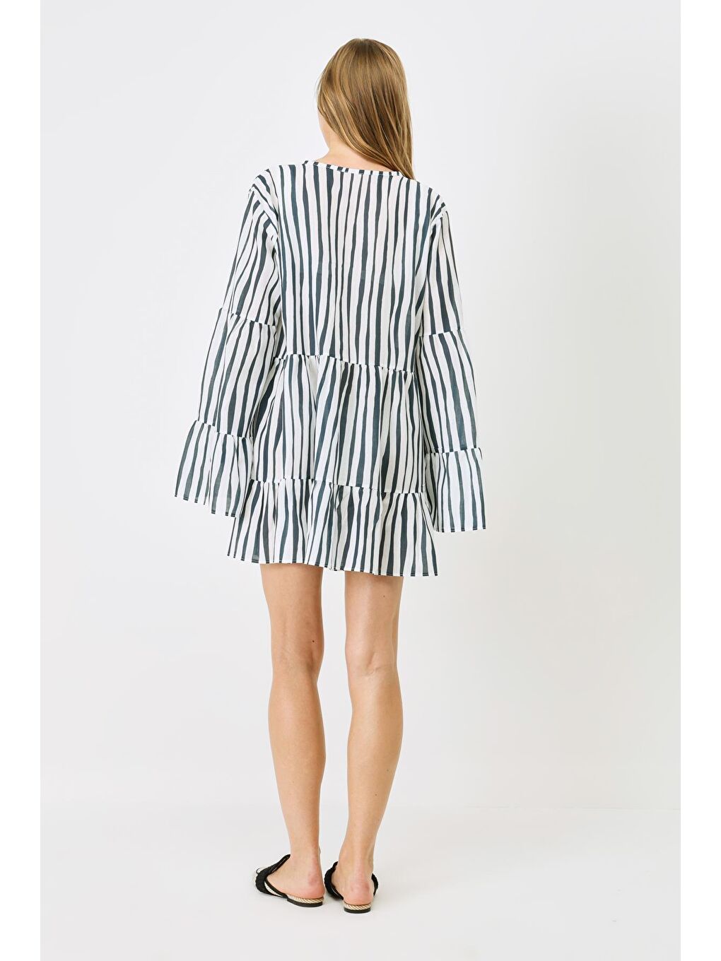 Pareo Plaj Elbisesi 22329 Mavi/Beyaz-3