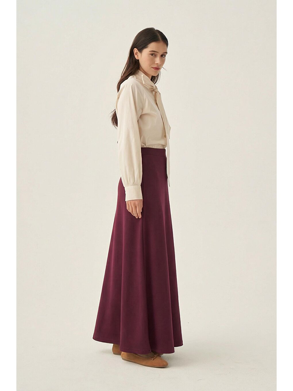 Bordo-Yumuşak Dokulu Çan Etek-1